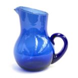 A Bristol blue glass water jug, 22cm high