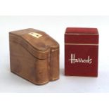 An embossed leather card case; together with a Harrods bridge set