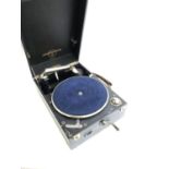 A Columbia Grafonola no. 201 portable gramophone, in apparently working order; together with a small