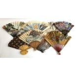 A collection of nine hand fans to include some from China, one hand painted