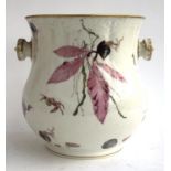 A French Frank Haviland Limoges planter, heightened in gilt and hand painted with sea creatures