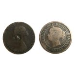 A New Brunswick, Canada 1864 cent, together with one cent 1859