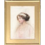 An early 20th century portrait of a lady, watercolour and pastel, signed L. B Horowitz lower right