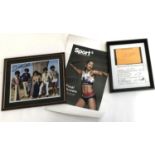 A framed autograph of Paul Scofield with COA, together with a signed Jessica Ennis poster, and a