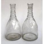 A pair 19th century cut glass decanters, 20cmH