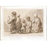 Bartolozzi after Guercino (Giovanni Francesco Barbieri, 1591-1666), a family at prayer, 18th century