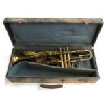 A JV Bourdon & Son, Shoreditch vintage trumpet, in hard case