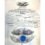 A US Navy document on vellum appointing John R Hoover as Ensign in the US Navy, dated 24th April