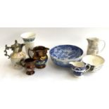 A small mixed lot to include Spode Italian fruit bowl; Carlton ware transfer ware jug with plated