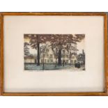 20th century coloured engraving, 'Bruges - Le Beguinage', 7.5x13cm