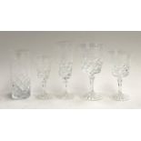 A lot of cut glass etched with grape and vine pattern, comprising tumblers (12), large wine glass (