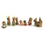 A group of 8 Pendelfin rabbit figurines, together with 3 Japanese hand painted plates