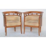 A pair of Fratelli Boffi contemporary tub chairs, upholstered in a cream suede, 71cmW