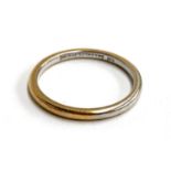 A 22ct gold and platinum wedding band, size Q, 3.3g
