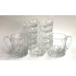 A pair of Royal Brierley cut crystal water jugs, 14.5cmH; together with eleven Royal Brierley finger