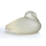 Lucienne Bloch for Leerdam Glassworks, a 1930s Art Deco frosted glass figure of a resting duck, 12.