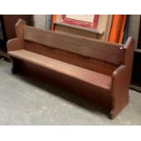 A Victorian pine church pew, approx. 202cmL
