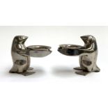 A pair of metal tealight holders/salts in the form of penguins, 8.5cmH