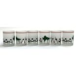 A set of six vintage Cera retailed by Neiman Marcus frosted glass penguin tumblers, 11cmH