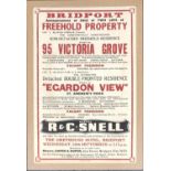 Local interest: a framed vintage R & Snell estate agents advertisement poster, Bridport Victoria