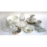 A mixed lot of ceramics to include Limoges Ragot plates and tazza dish, floral pink spray design;