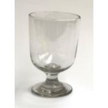 A 19th century hand blown large glass goblet, 16cmH