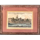 An 18th century coloured engraving, 'Isleworth', 17x27cm