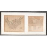 An 18th century map of Cheshire by John Cary, with description, published 1787, 21x26cm