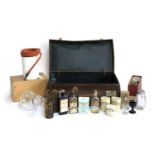 A vintage doctors case containing a quantity of medical items, to include a boxed 'Maw's Enamelled