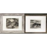 Two 20th century etchings, 20x26cm and 25x40cm