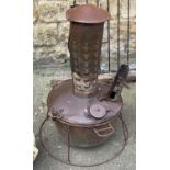 A metal chiminea type garden heater, 93cmH