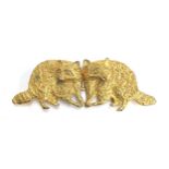 A Mimi di Niscemi gilt metal raccoon buckle, stamped 'Mimi di N 1973' to reverse, 13.5cmW