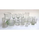 A mixed lot of glassware to include Dartington crystal; three large decorative goblets;