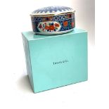 A Tiffany & Co. porcelain trinket pot, 10cmD; with a Tiffany & Co. box