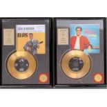 A framed and glazed special edition gold plated Elvis Presley 'One Night I Got Stung' record,