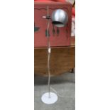 A Swedish 1970s Hemi Klot floorstanding adjustable reading lamp, spun aluminium spherical shade,