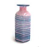 A Mdina pink and blue glass vase, 20.5cmH