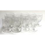 A set of six large heavy hand blown cut glass wine goblets, 12.5cmH (6), together with a Waterford