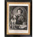 C Spooner after Hogarth, self portrait, mezzotint c.1749, 36x26cm