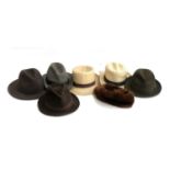 A number of vintage gents hats to include, a Christy's Genuine Panama; a further Panama hat; 'The