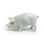 A small Herend Hungary porcelain figurine of a pig, marked to base, 4.5cmH