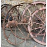 A pair of 9 spoke wagon wheels, 110cmD