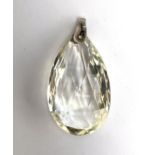 A large Art Deco faceted pale citrine pendant, 4.5cm long, 19.6g