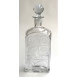 A Kosta Afors pressed glass decanter, signed to base Bertil Vallien, 25cmH (chipped)