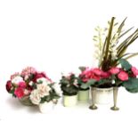 A quantity of faux flowers to include cyclamens, lilies, roses etc, the tallest 76cmH