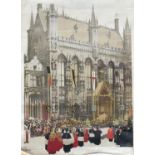 Fred Taylor (1875-1963), original vintage travel posters, 'Procession of the Holy Blood, Bruges',