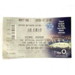 A scarce Michael Jackson The Official Exhibition ticket for November 8th 2009, the concert was
