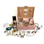 A Smith & Canova jewellery box containing a quantity of costume jewellery, to include a silver and