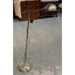 A brushed metal adjustable standard lamp, approx. 120cmH