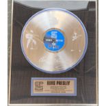 A framed and glazed special edition Elvis Presley Lifetime Achievement Award disc, approx. 51.5x41.